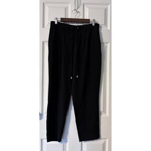 ZARA Black Drawstring Pants Womens Medium Elastic Waist Relaxed Fit Trousers